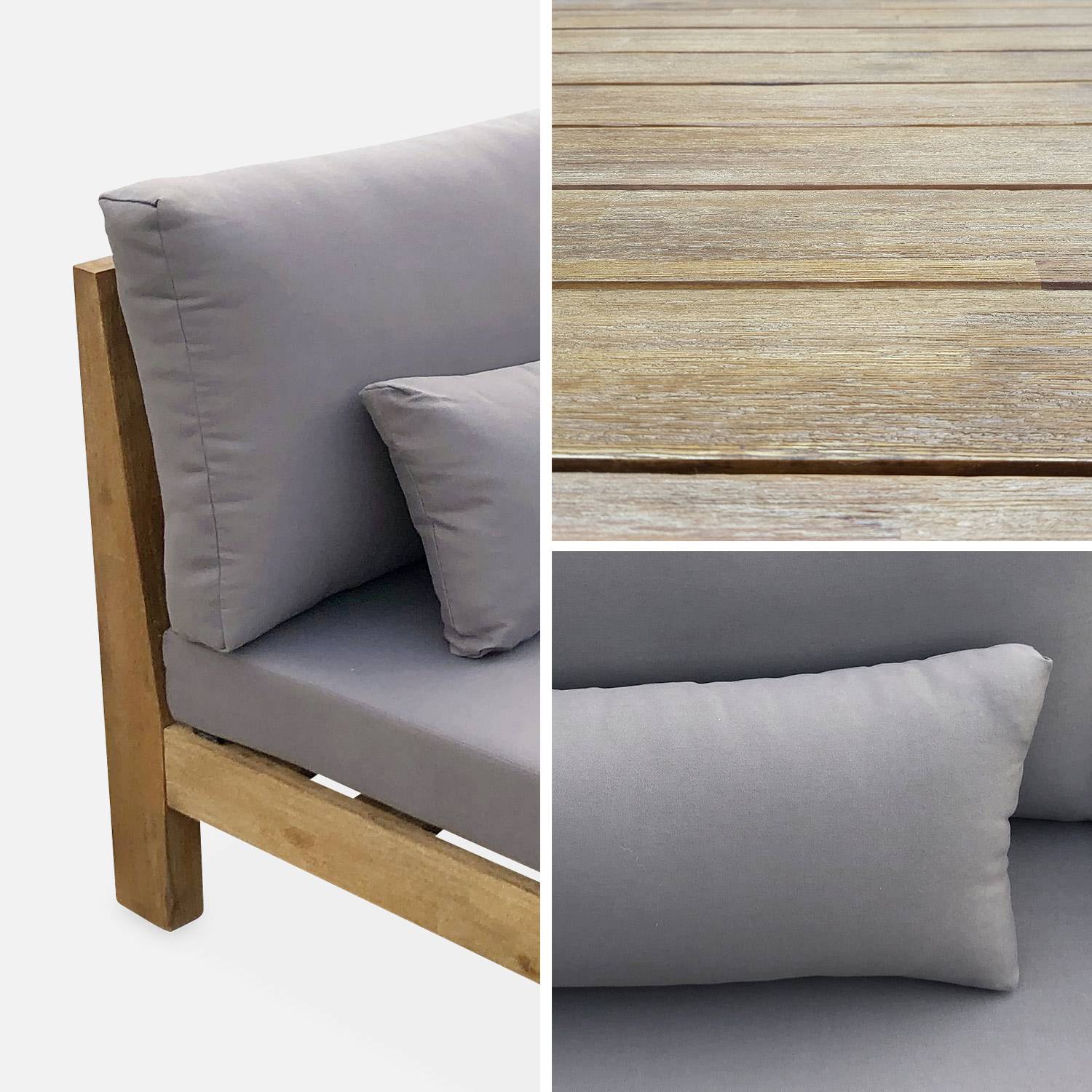 XXL Loungeset van geborsteld hout, gebleekt effect – BAHIA – antraciet kussens, ultra comfortabel, 5 tot 7 plaatsen Photo7