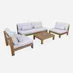 Salon de jardin XXL en bois brossé, effet blanchi – BAHIA – coussins beiges, ultra confortable, 5 à 7 places Photo4