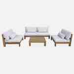 Conjunto de jardín XXL con madera cepillada, efecto blanqueado - BAHIA - cojines beige, ultra comfortables, 5 a 7 asientos Photo5