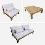 Salon de jardin XXL en bois brossé, effet blanchi – BAHIA – coussins beiges, ultra confortable, 5 à 7 places Photo8
