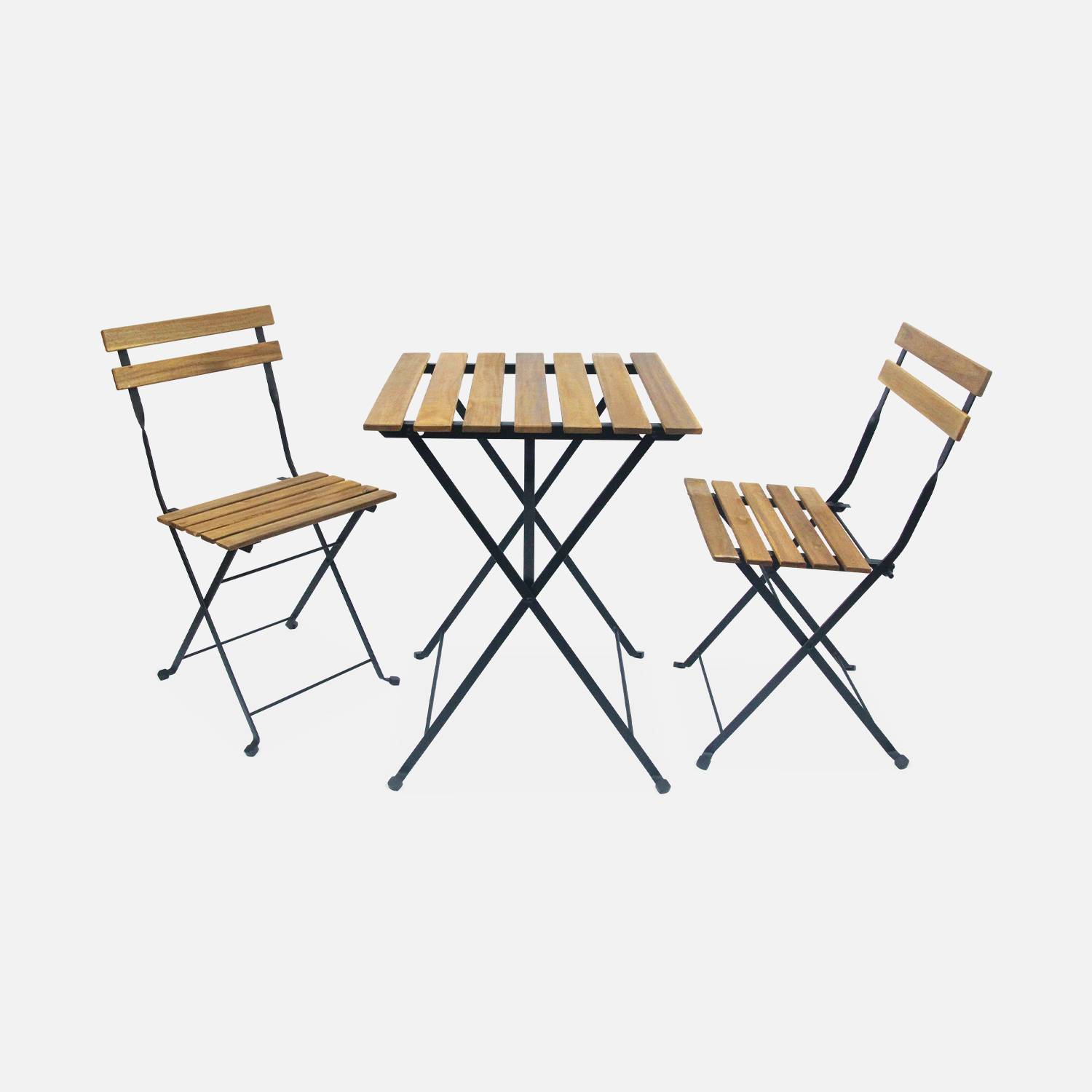 Table de jardin bistrot en bois, 55 x 54 cm, table et chaises pliantes  Photo5