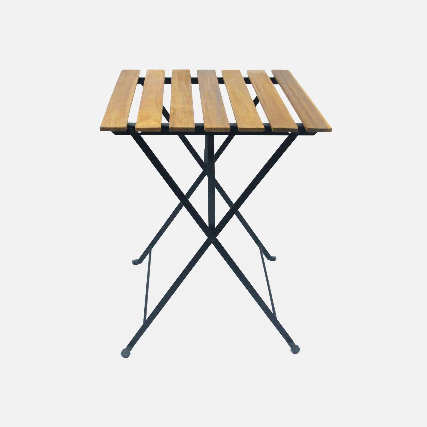 Table de jardin bistrot en bois et métal, 55 x 54 cm, table et chaises pliantes  Photo2