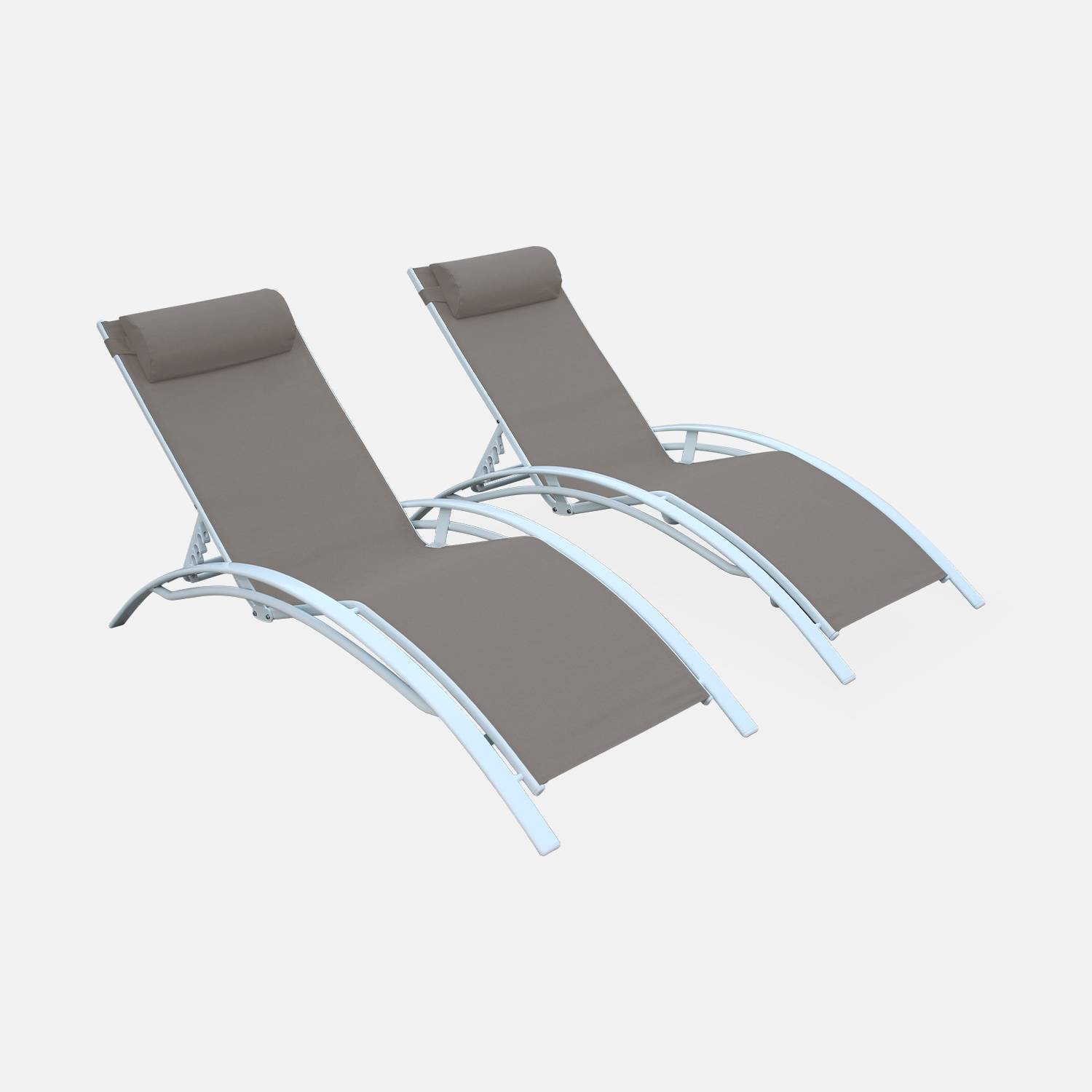Sonnenliegen-Duo aus Aluminium - Louisa Taupe - Liegestühle aus Aluminium und Textilene Photo3