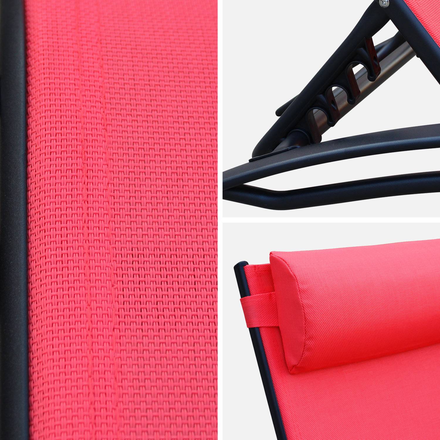 Tumbonas de aluminio y textileno Rojo Coral | Louisa x2 Photo5