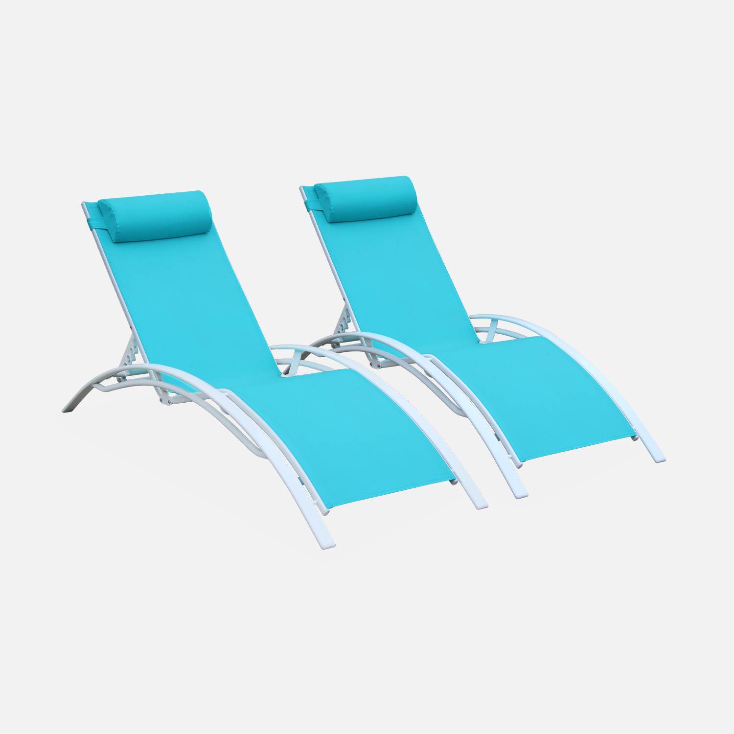Set van 2 ligstoelen van aluminium en textileen Photo3