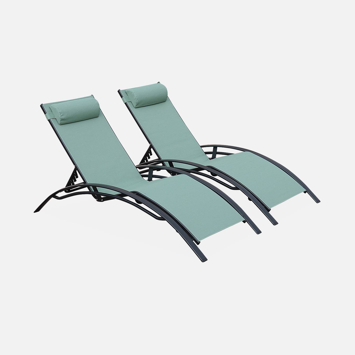 Sonnenliegen-Duo aus Aluminium - Louisa grüngrau - Liegestühle aus Aluminium und Textilene Photo3