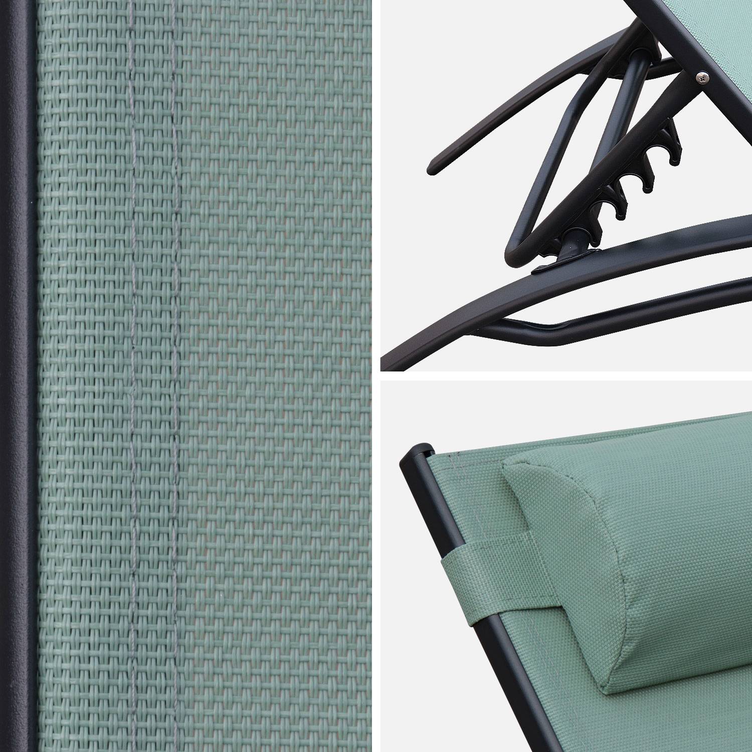 Sonnenliegen-Duo aus Aluminium - Louisa grüngrau - Liegestühle aus Aluminium und Textilene Photo5