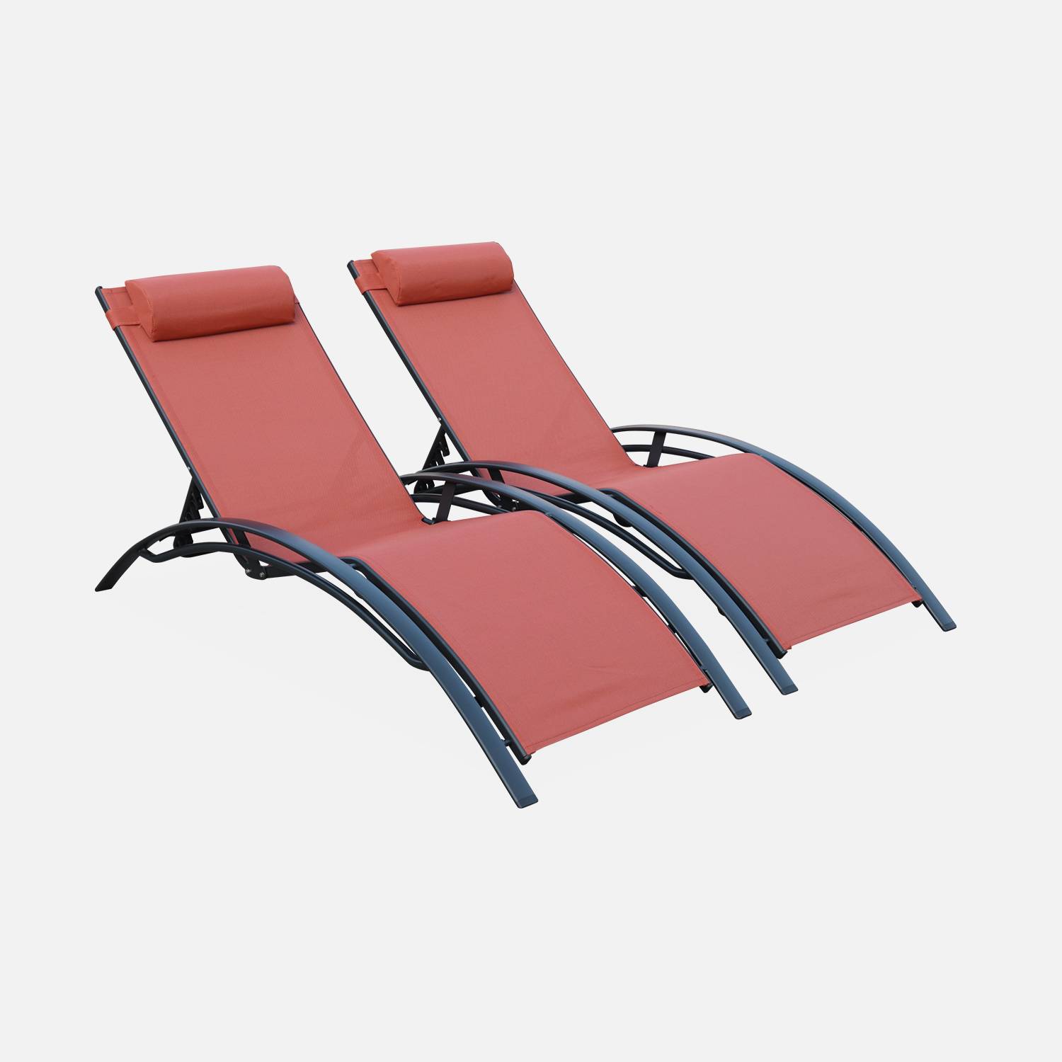 Sonnenliegen-Duo aus Aluminium - Louisa Terrakotta - Liegestühle aus Aluminium und Textilene Photo2