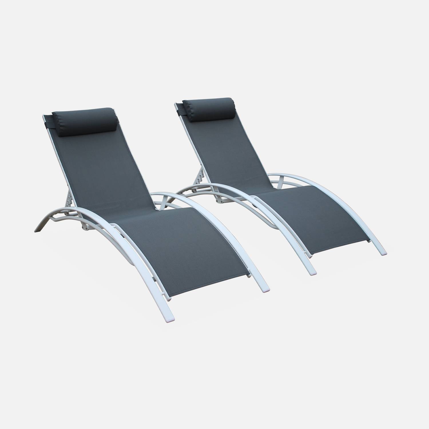 Sonnenliegen-Duo aus Aluminium - Louisa Grauweiß - Liegestühle aus Aluminium und Textilene Photo3