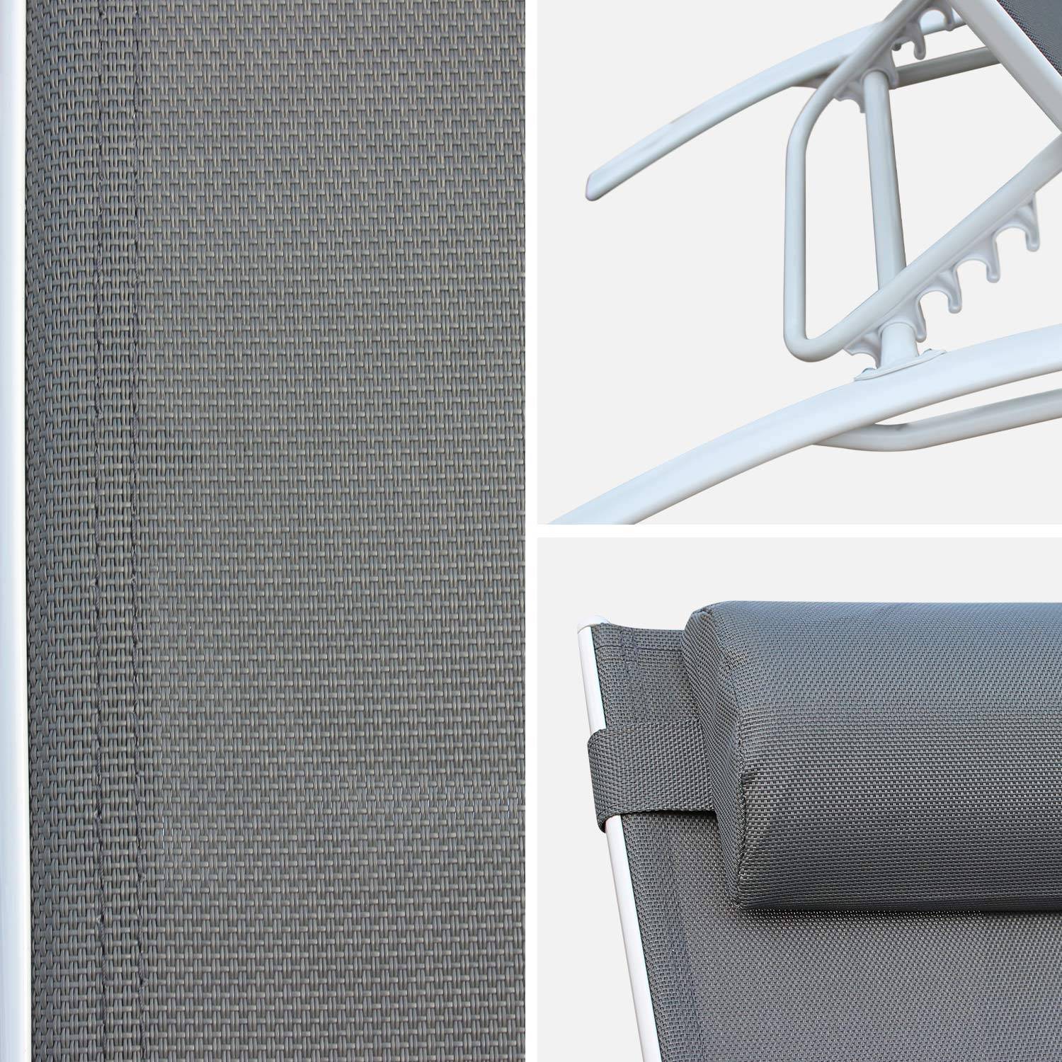 Coppia di lettini prendisole, in alluminio - Louisa, colore: Grigio/Bianco - Sdraio in alluminio e textilene Photo6