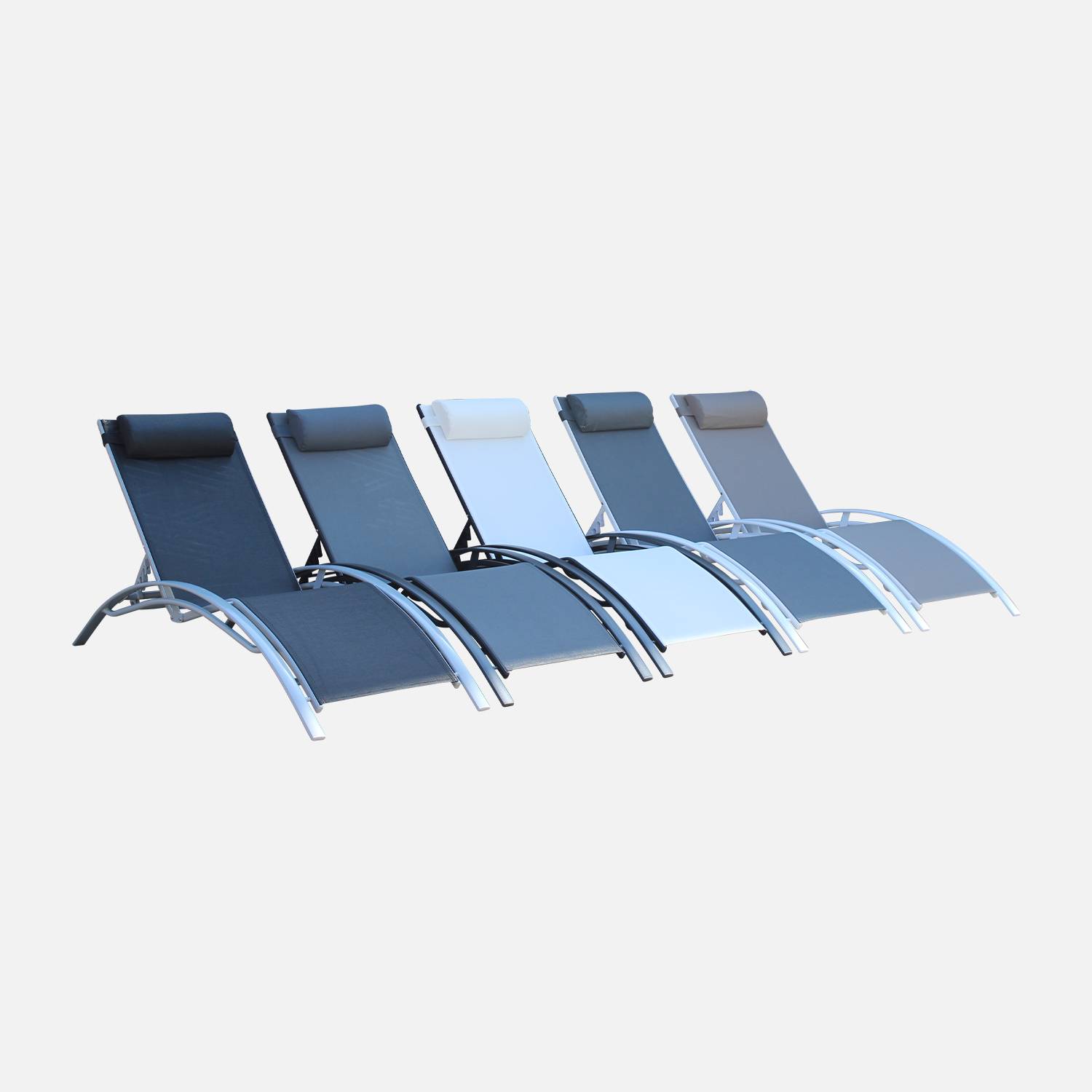 Sonnenliegen-Duo aus Aluminium - Louisa Grauweiß - Liegestühle aus Aluminium und Textilene Photo5