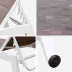 Sonnenliege - Solis - Liegestuhl aus gestepptem Textilene mit 6 Positionen aus Textilene und Aluminium, weißes Gestell, taupefarbenes Textilene Photo7
