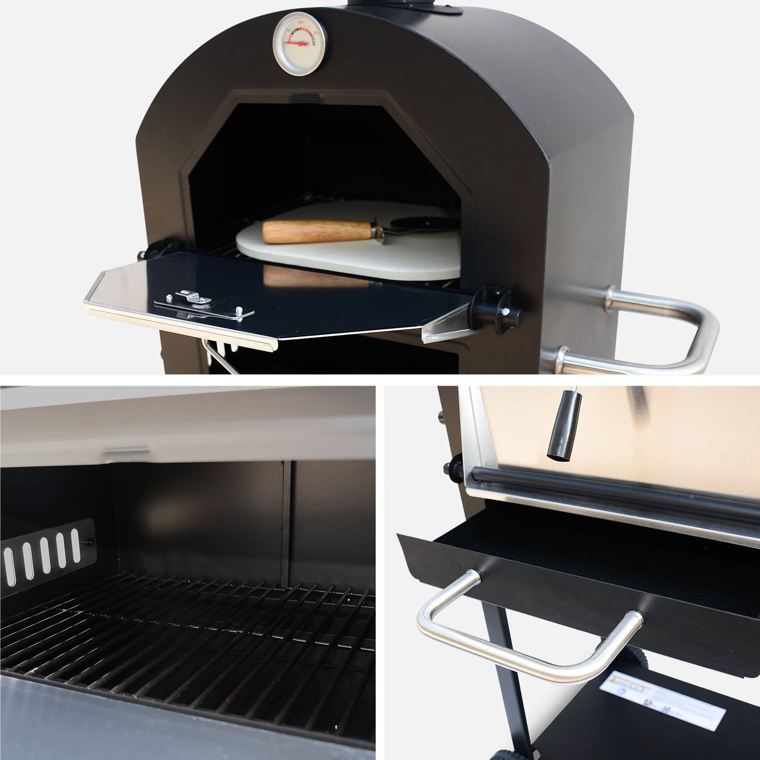 Multifunctionele houtskool pizzaoven voor buiten, kooksteen, ovenschep, pizzasnijder en hoes Photo8