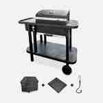 Barbecue charbon de bois - SNGONE FR noir - barbecue à allumage automatique avec housse, plancha, lampe LED USB, porte-ustensiles, grille maintien au chaud & récupérateur de cendres Photo1