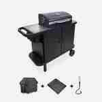 Barbecue charbon de bois - SNGONE 2.0 noir -barbecue connecté bluetooth à allumage automatique avec housse, plancha, lampe LED USB, porte-ustensiles, grille maintien au chaud & récupérateur de cendres Photo1