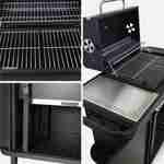 Barbecue charbon de bois - SNGONE 2.0 noir -barbecue connecté bluetooth à allumage automatique avec housse, plancha, lampe LED USB, porte-ustensiles, grille maintien au chaud & récupérateur de cendres Photo6