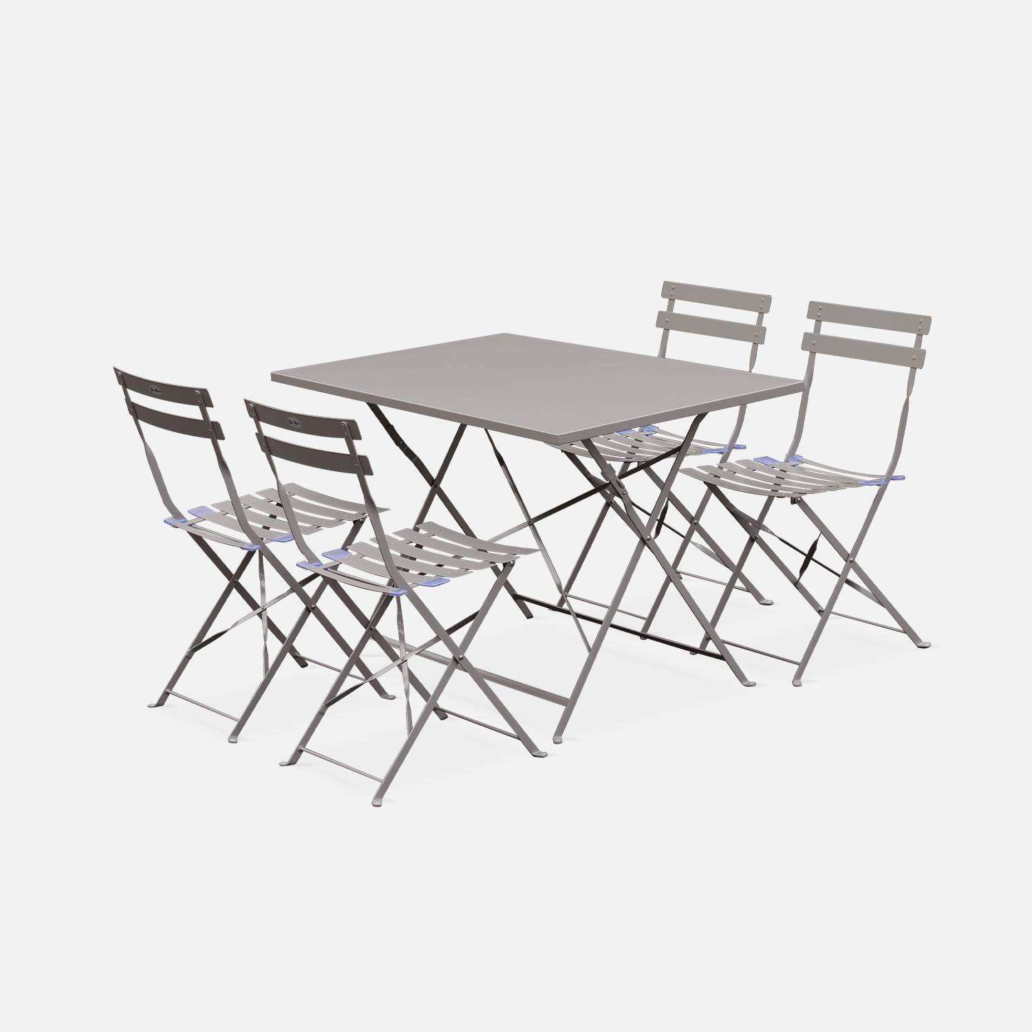 Tavolo da giardino, bar bistrot, pieghevole - modello: Emilia, rettangolare, colore: Grigio bruno - Tavolo, dimensioni: 110x70cm, con quattro sedie pieghevoli, acciaio termolaccato Photo2