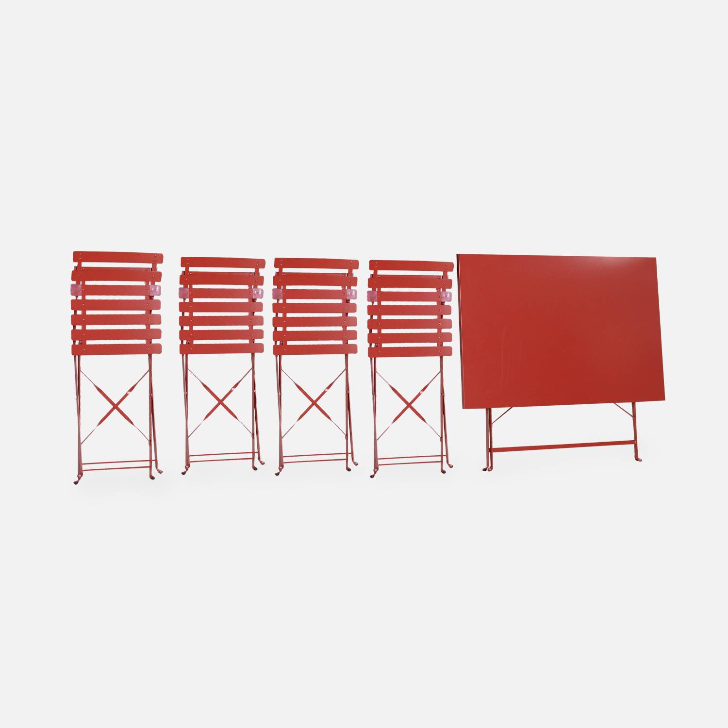 Conjunto de mesa de jardim dobrável, estilo bistrô, rectangular- Mesa 110x70cm com quatro cadeiras dobráveis, aço revestido a pó -EMILIA Photo6