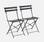 Lote de 2 sillas de jardín plegables - Emilia Antracita - Acero termolacado