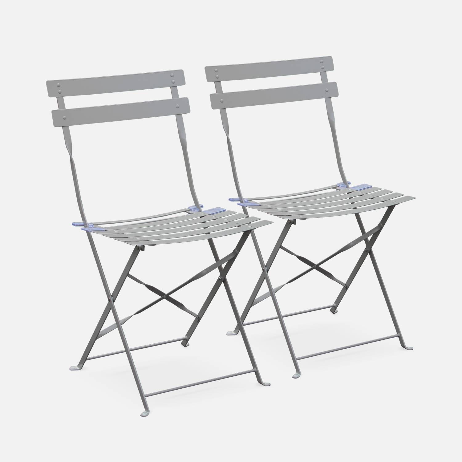 Lot de 2 chaises de jardin pliables - Emilia gris taupe - Acier thermolaqué Photo1
