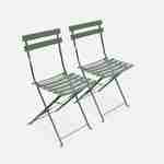 Lot de 2 chaises de jardin pliables - Emilia vert de gris - Acier thermolaqué Photo1