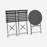 Salon de jardin bistrot pliable - Emilia rond gris anthracite - Table Ø60cm avec deux chaises pliantes, acier thermolaqué Photo6