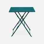Klappbare Bistro-Gartenmöbel - Emilia quadratisch entenblau - quadratischer Tisch 70x70cm mit zwei Klappstühlen aus pulverbeschichtetem Stahl Photo3