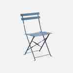 Salon de jardin bistrot pliable - Emilia carré bleu grisé - Table 70x70cm avec deux chaises pliantes, acier thermolaqué Photo4