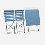 Salon de jardin bistrot pliable - Emilia carré bleu grisé - Table 70x70cm avec deux chaises pliantes, acier thermolaqué Photo6