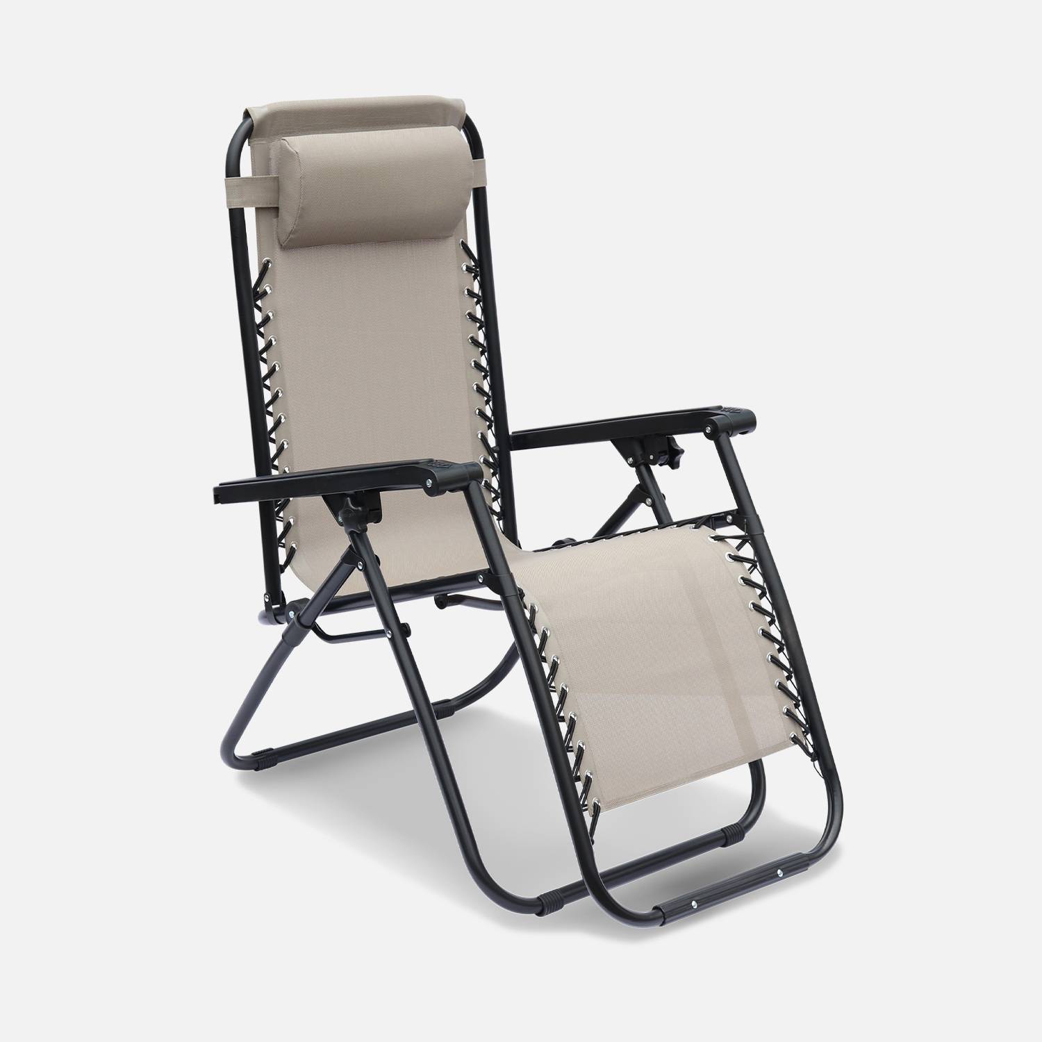 Set di 2 poltrone reclinabili - Patrick - Textilene, pieghevole, multiposizione, colore talpa Photo2
