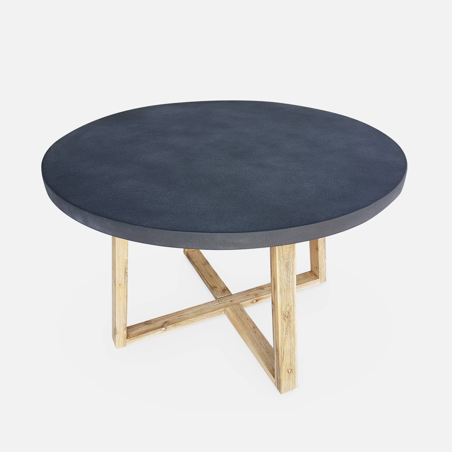 Table de jardin en fibre de ciment 120 cm BORNEO et 4 fauteuils scandinaves CELEBES anthracite Photo2