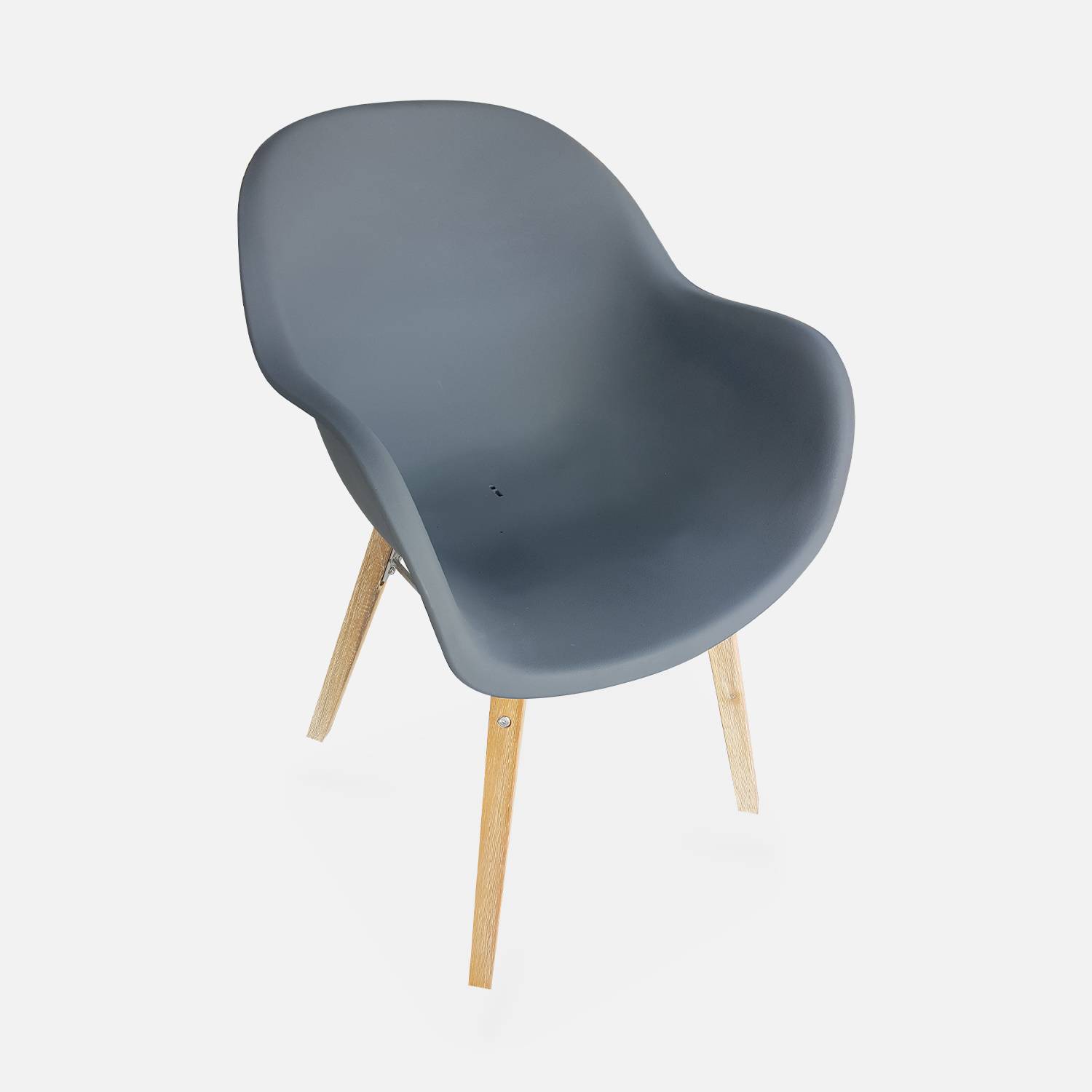 Table de jardin en fibre de ciment 120 cm BORNEO et 4 fauteuils scandinaves CELEBES gris Photo4