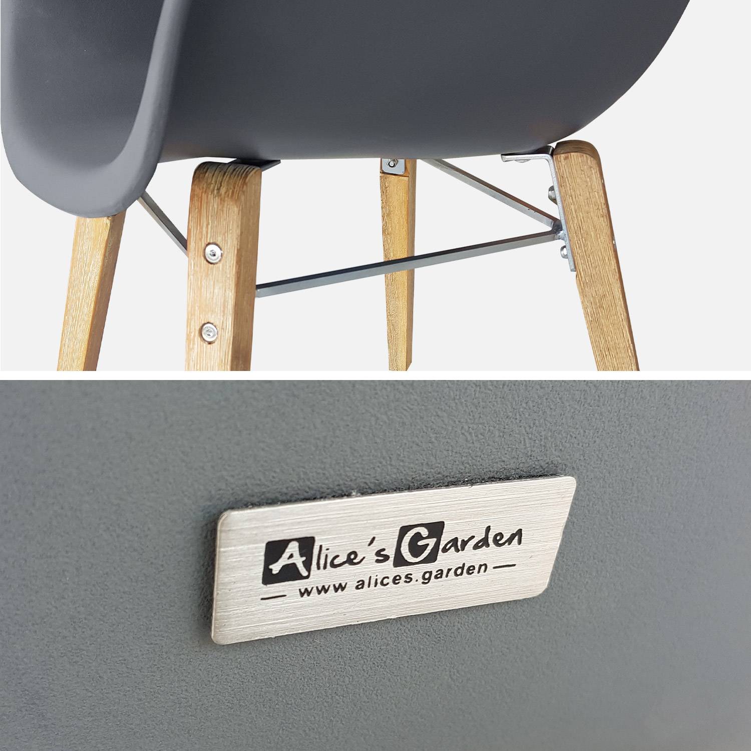 Table de jardin en fibre de ciment 120 cm BORNEO et 4 fauteuils scandinaves CELEBES gris Photo5