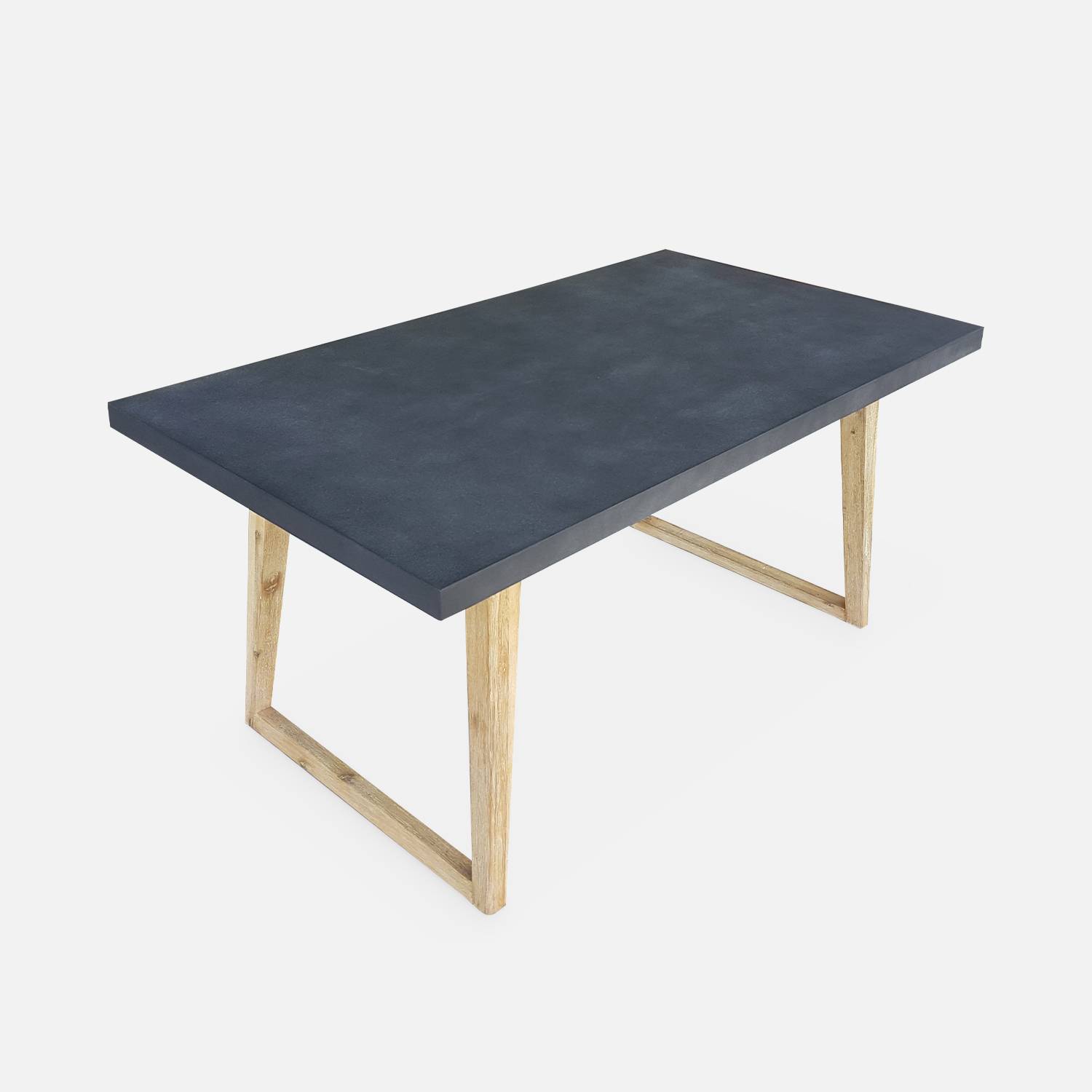 Table de jardin en fibre de ciment 160 cm BORNEO et 4 fauteuils scandinaves CELEBES gris Photo6
