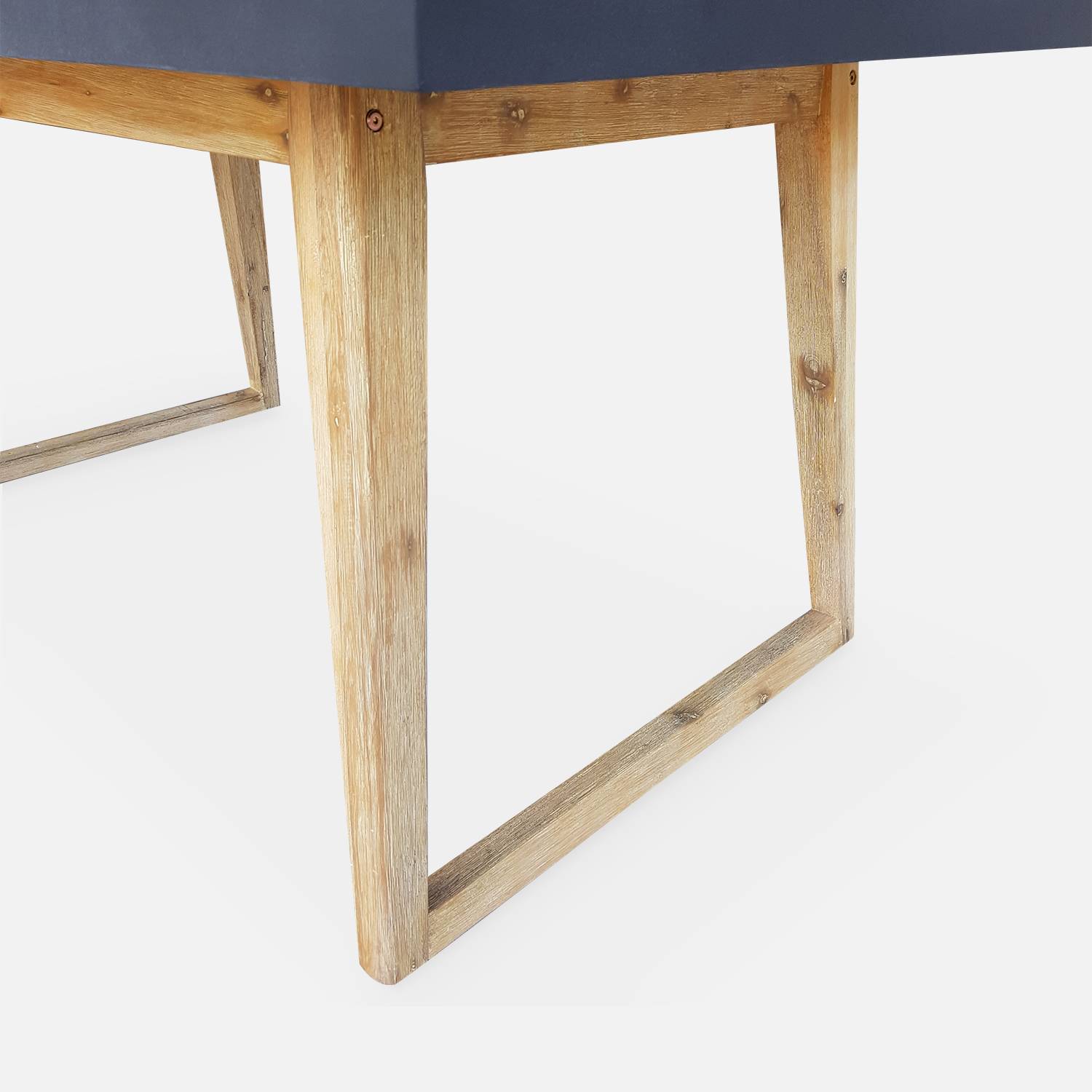 Table de jardin en fibre de ciment 160 cm BORNEO et 4 fauteuils scandinaves CELEBES gris Photo3
