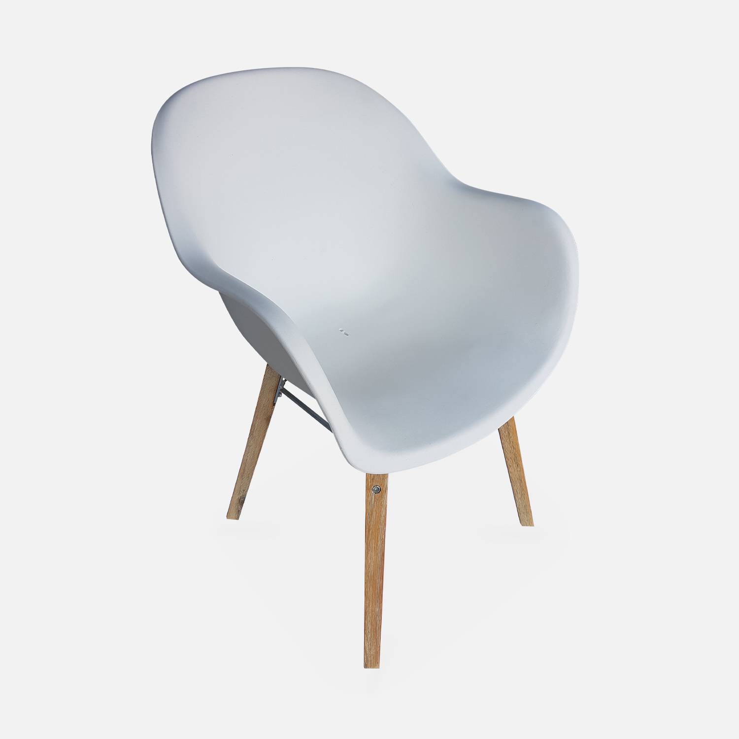 Table de jardin en fibre de ciment 160 cm BORNEO et 4 fauteuils scandinaves CELEBES blanc Photo5