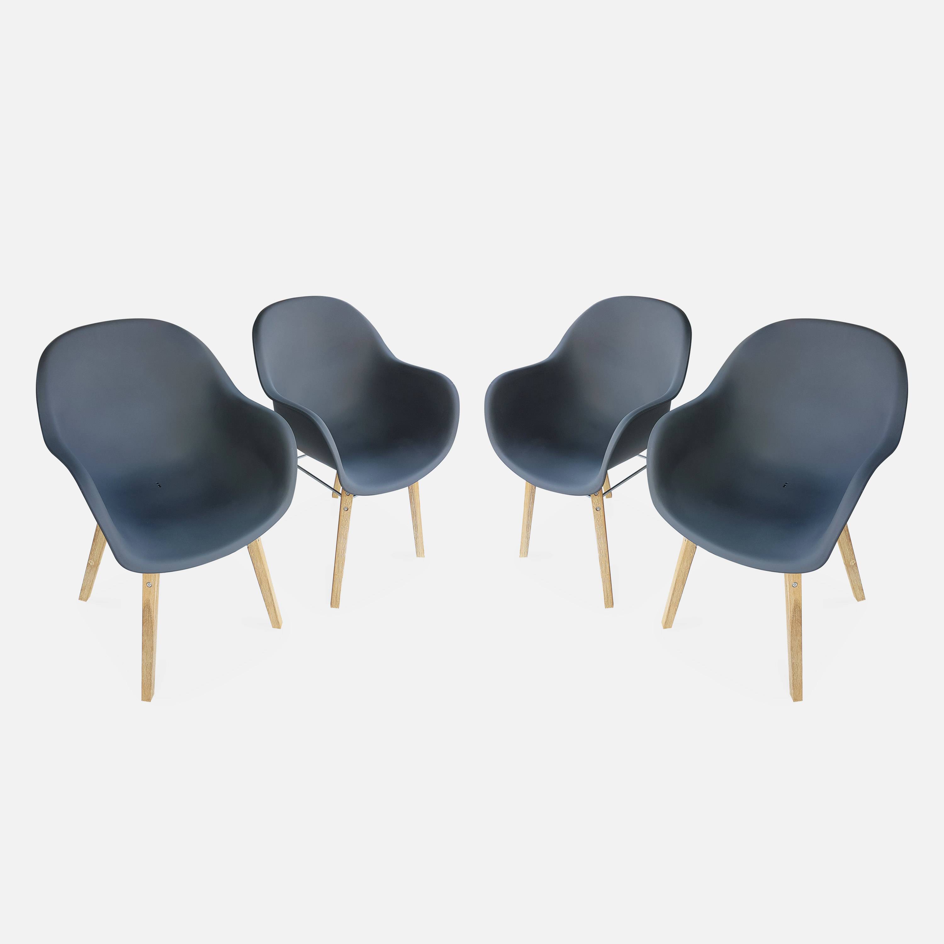 Set mit 4 CELEBES Skandinavischen Sesseln, Akazie und Kunststoff, grau, Innen/Außen Photo1