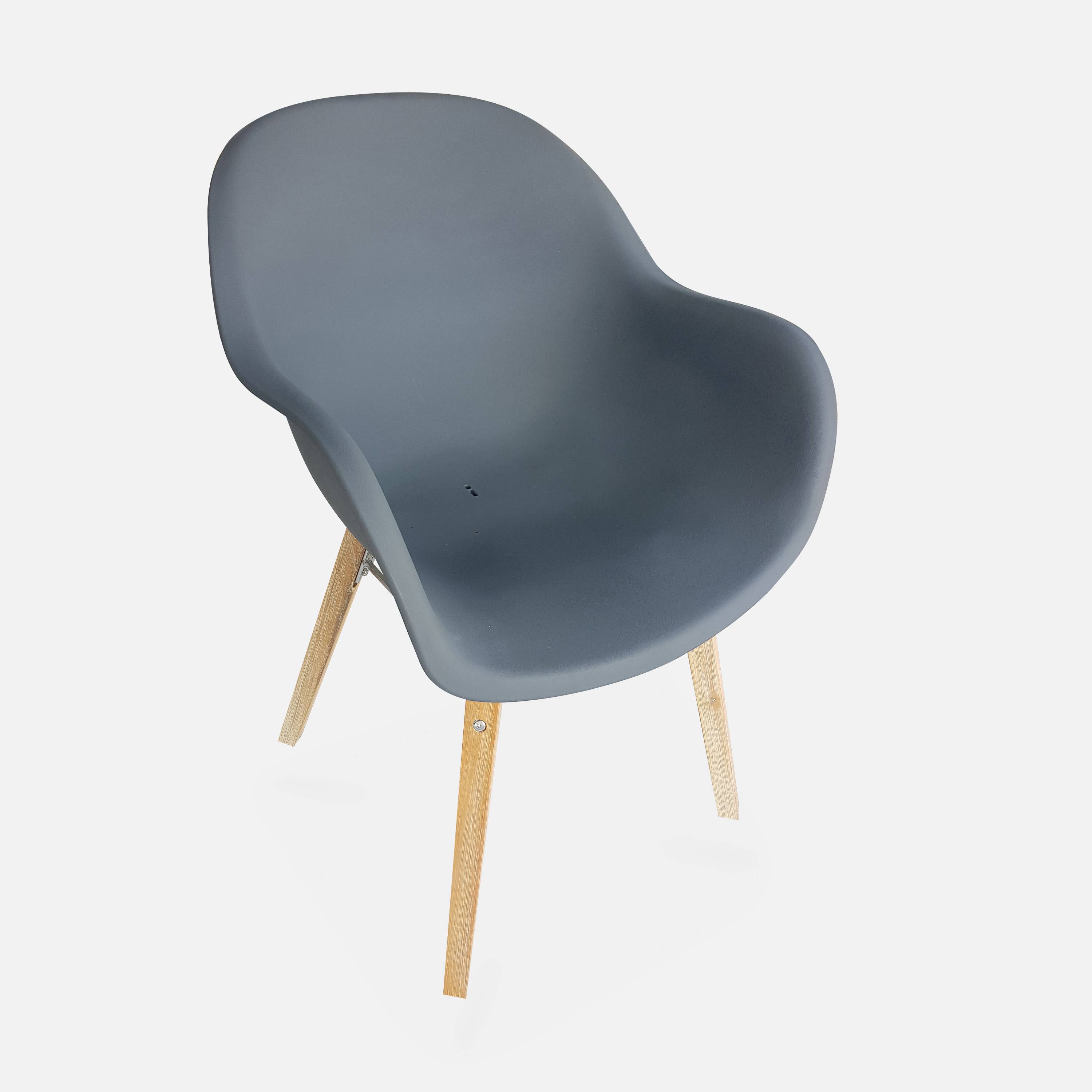 Set mit 4 CELEBES Skandinavischen Sesseln, Akazie und Kunststoff, grau, Innen/Außen Photo2