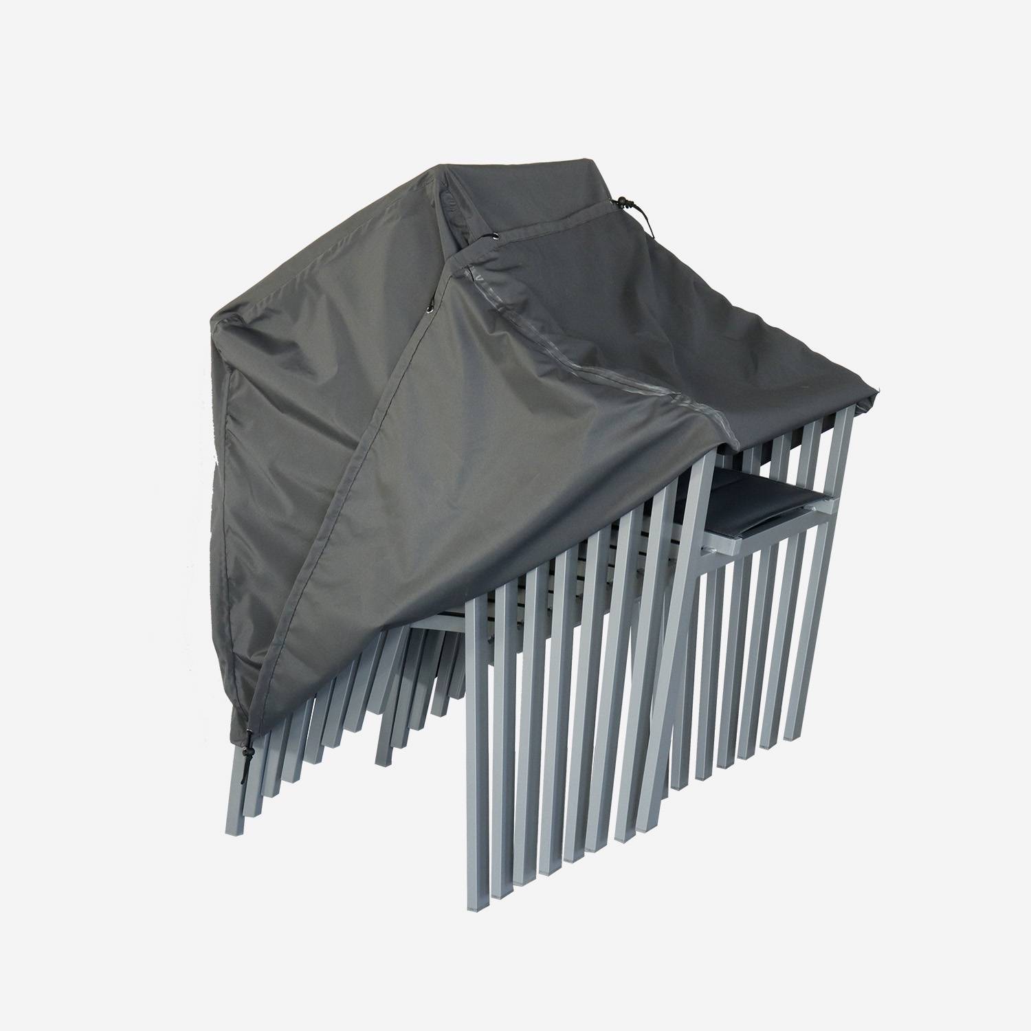 Cobertura protetora, cinzento escuro - lona de poliéster revestida a PA para conjunto de 8 cadeiras / poltronas Photo3