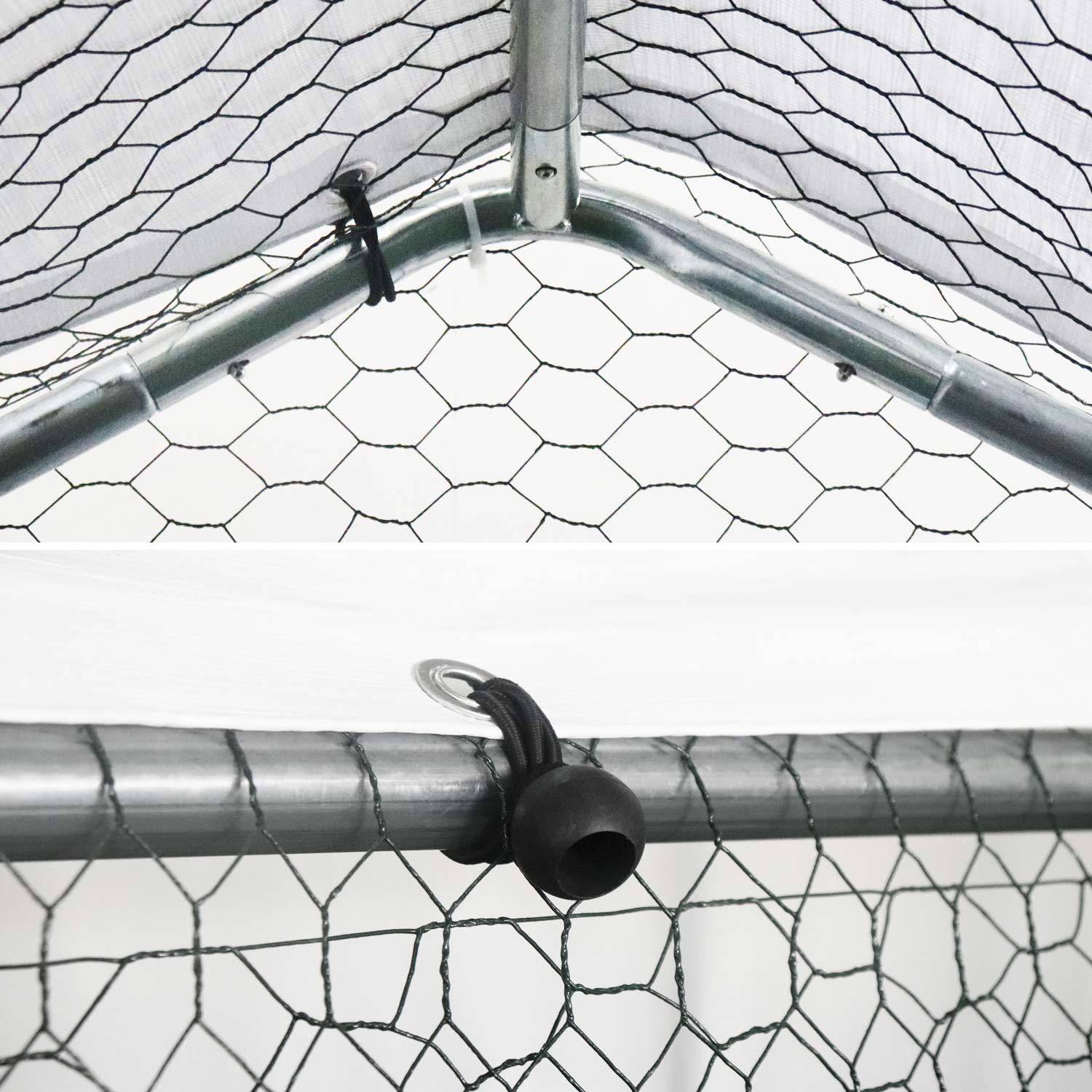 Enclos pour poulailler 18 m² - Babette - Volière en acier galvanisé, bâche de toit imperméable et anti UV, porte avec loquet, enclos pour animaux 3x6m Photo4