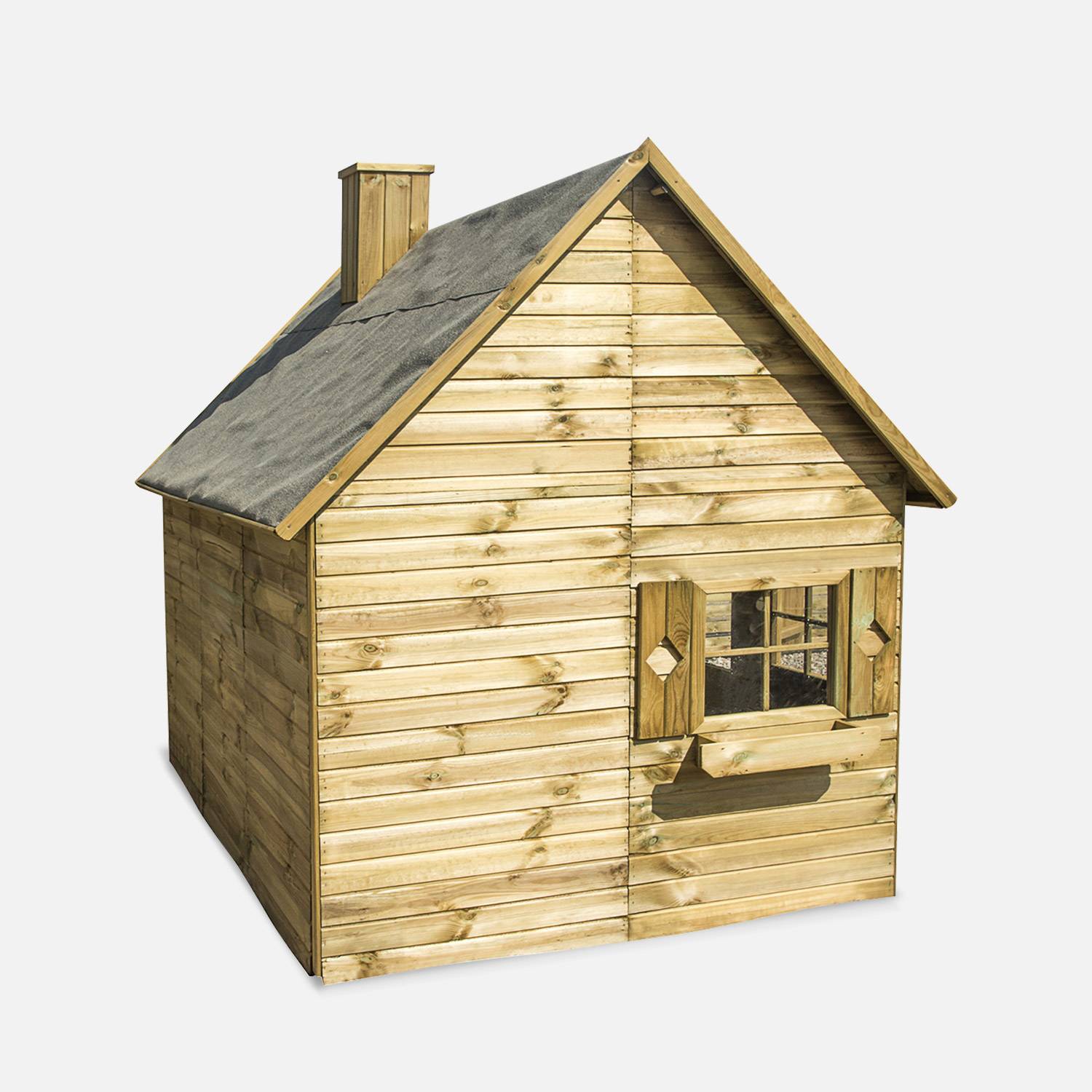 Maisonnette avec mezzanine en bois FSC de 3,88m², Coquelicot -  cabane en pin autoclave Photo2
