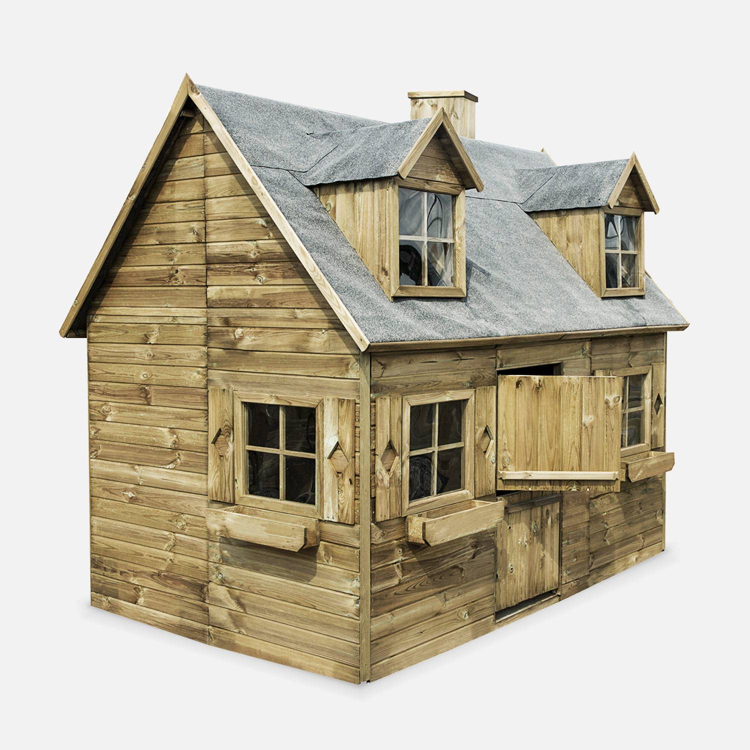 Maisonnette avec mezzanine en bois FSC de 3,88m², Coquelicot -  cabane en pin autoclave Photo3