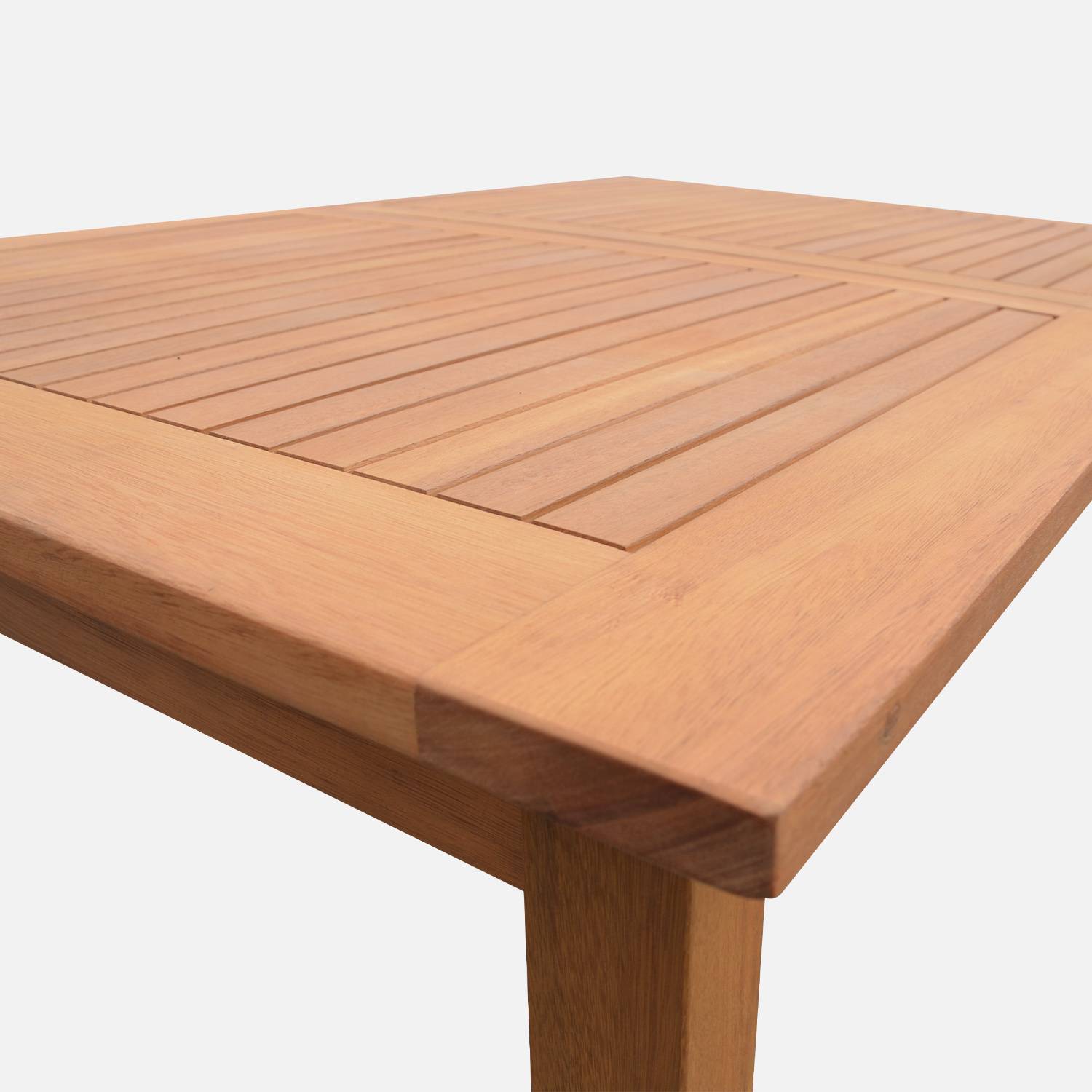 Table de jardin en bois 120-180cm - Almeria - Table rectangulaire avec allonge eucalyptus FSC Intérieur / Extérieur  Photo7