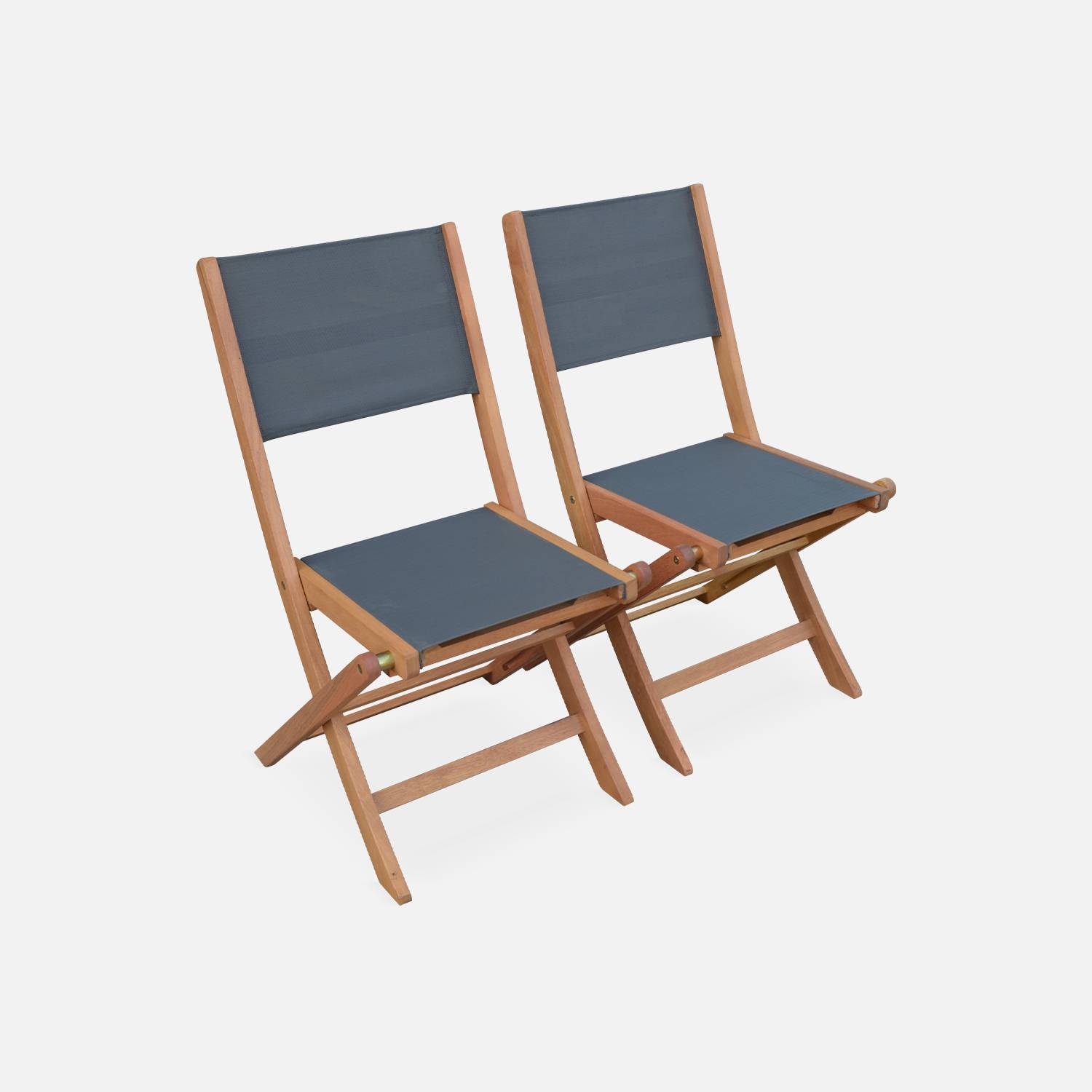 Ausziehbare Gartengarnitur aus Holz - Almeria - Großer Tisch 180/240 cm mit Verlängerung, 2 Sesseln und 6 Stühlen aus geöltem FSC-Eukalyptusholz und anthrazitfarbenem Textilene Photo7
