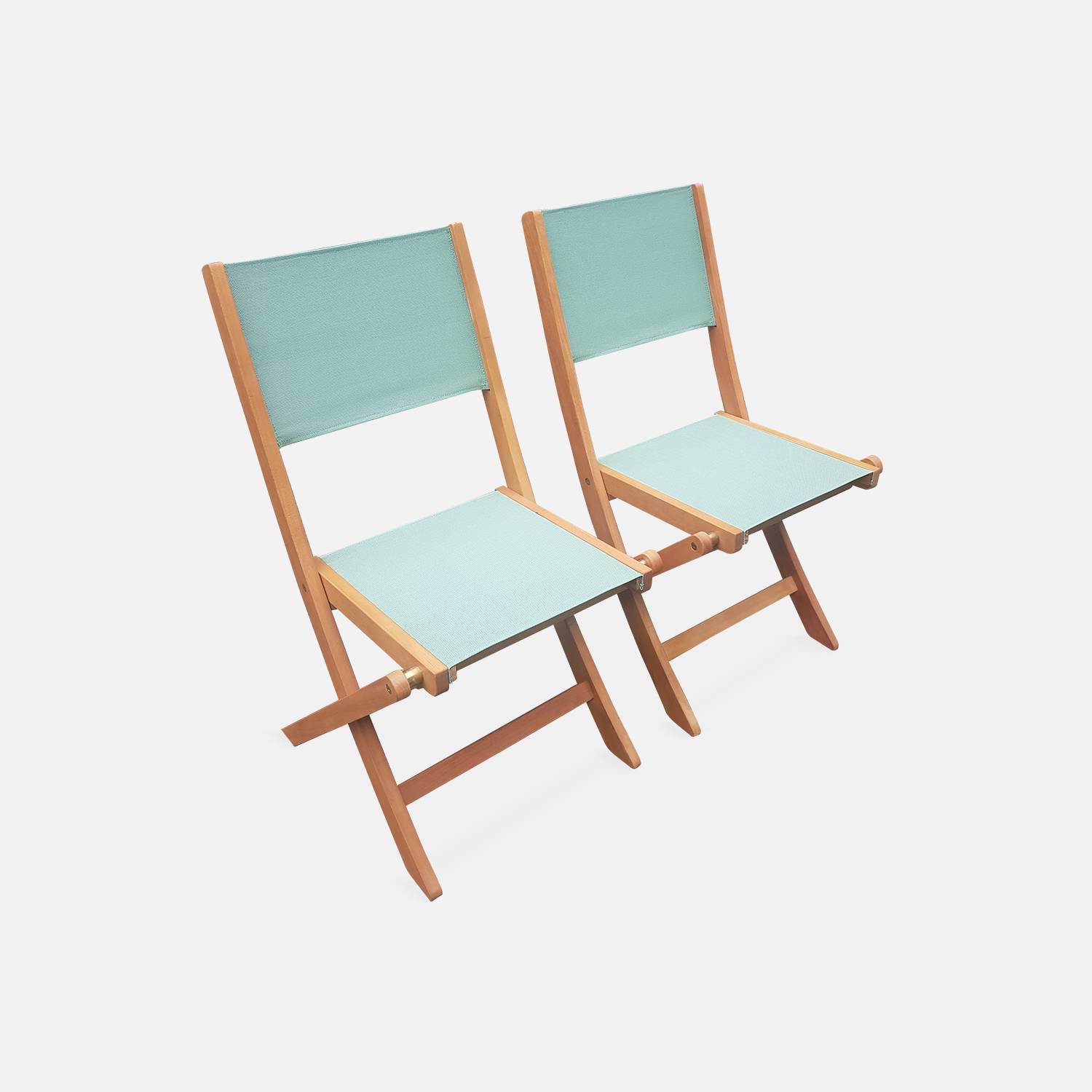 Salon de jardin en bois extensible - Almeria - table 180/240cm avec rallonge, 2 fauteuils et 6 chaises, en bois d'Eucalyptus FSC huilé et textilène vert de gris Photo5