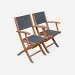 Salon de jardin en bois extensible - Almeria  table 200/250/300cm avec 2 rallonges, 2 fauteuils et 8 chaises, en bois d'Eucalyptus FSC huilé et textilène gris anthracite Photo6