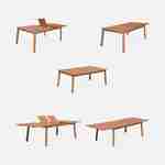Salon de jardin en bois extensible - Almeria  table 200/250/300cm avec 2 rallonges, 2 fauteuils et 8 chaises, en bois d'Eucalyptus FSC huilé et textilène vert de gris Photo3