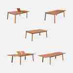 Ausziehbares Gartenmöbelset aus Holz - Almeria Tisch 200/250/300cm mit 2 Verlängerungsplatten, 2 Sesseln und 8 Stühlen, aus geöltem FSC Eukalyptusholz und nachtblauem Textilene Photo3