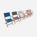 Ausziehbares Gartenmöbelset aus Holz - Almeria Tisch 200/250/300cm mit 2 Verlängerungsplatten, 2 Sesseln und 8 Stühlen, aus geöltem FSC Eukalyptusholz und nachtblauem Textilene Photo6