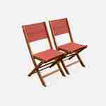 Ausziehbare Gartenmöbel aus Holz - Almeria Tisch 200/250/300cm mit 2 Verlängerungen, 2 Sesseln und 8 Stühlen, aus geöltem FSC Eukalyptusholz und Terra-Cotta Textilene Photo6